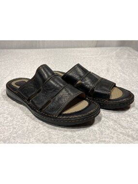 Born Sandals Womens Size US 9 M EU 40.5 Dark Brown Leather Slides Open Toe Flats